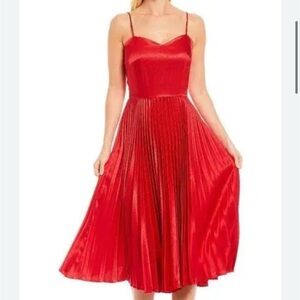 Red Gianni Bini pleated midi dress NWOT Size 0